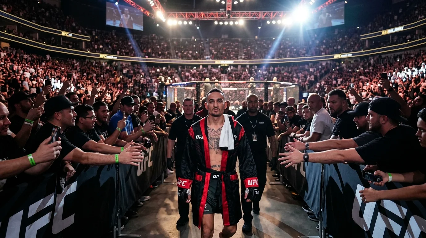 Max Holloway net worth UFC fighter walking to the Octagon