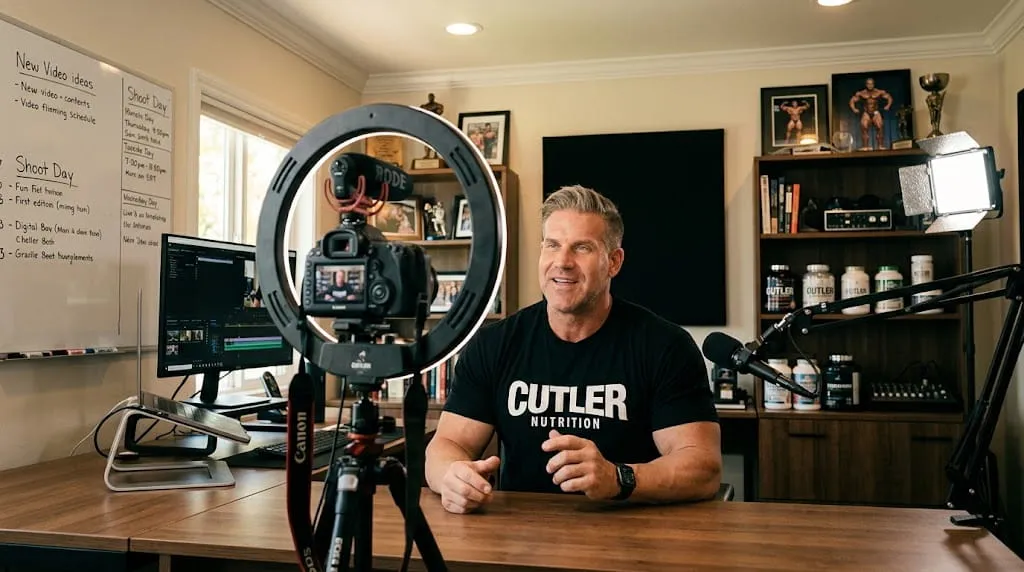 Cutler filming content for his brand, tied to his current net worth