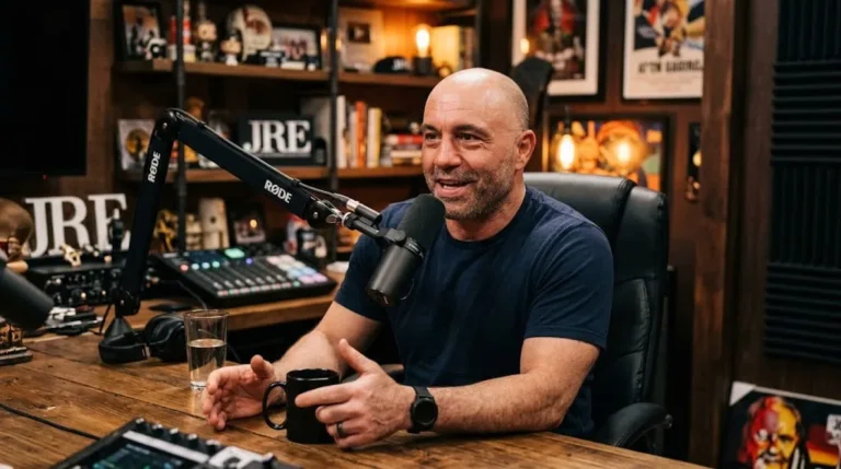 Joe Rogan net worth podcast host in his studio