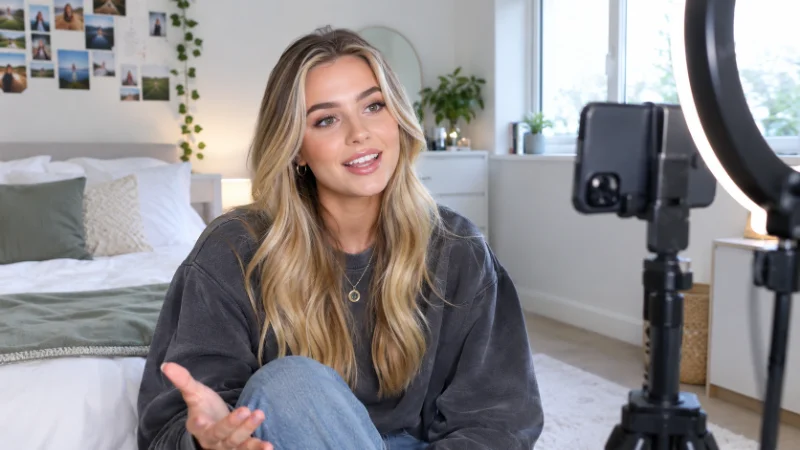 Rosie McClelland filming content for her social media channels